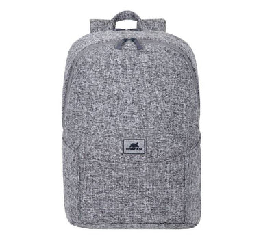 Rivacase 7962 Anvik 15.6 inch laptop backpack in light grey tweed fabric for urban commuters.