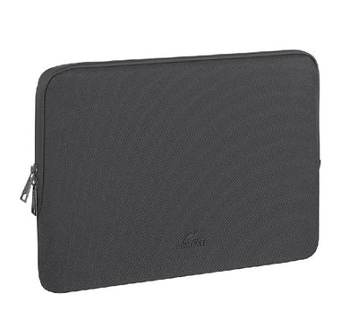 Rivacase 8116 Clark Eco 15.6 to 16 inch laptop sleeve in black, showing the premium recycled RPET water-resistant exterior.