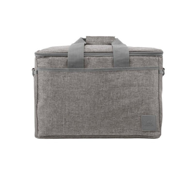 Rivacase Torngat 5726 large 23L insulated thermal cooler bag in light space grey melange color, showing the water-repellent polyester shell.