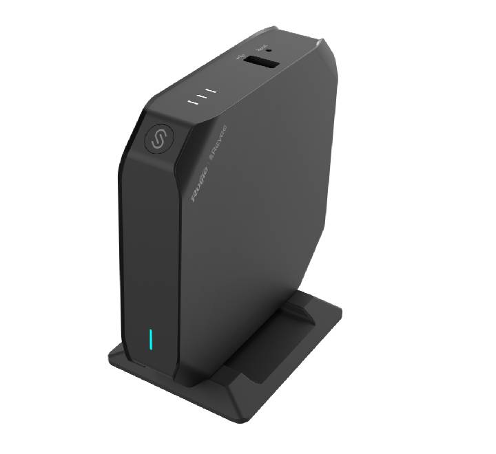 Ruijie Reyee RG-EG105GWT desktop wireless router installed cleanly on an office workspace managing business traffic loops