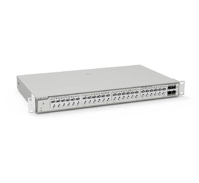 Ruijie Reyee RG-NBS3200-48GT4XS 48-port non-PoE switch mounted in a standard 19-inch 1U server rack cabinet