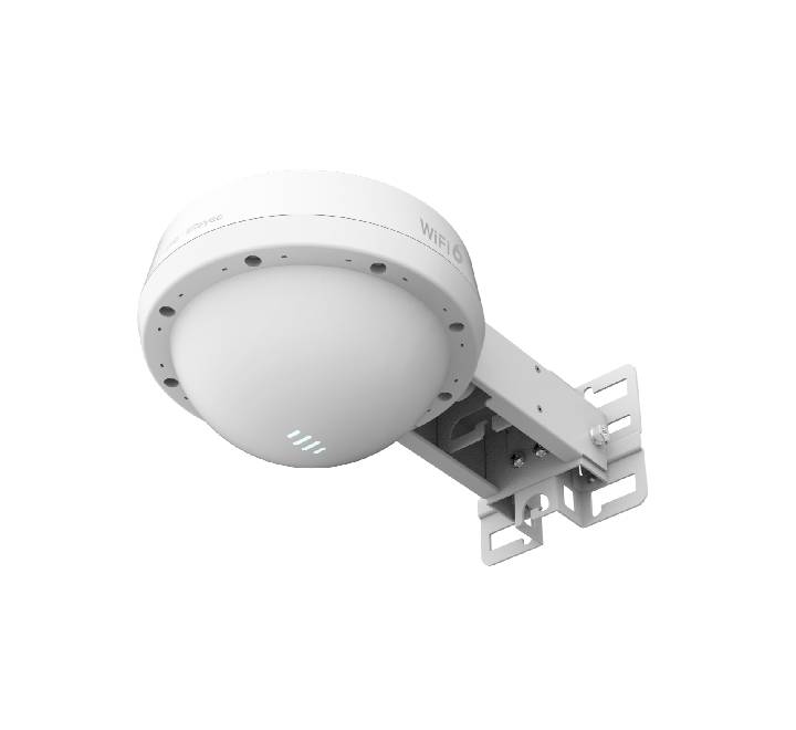 Bottom view of the Reyee RG-RAP6262 outdoor AP revealing the Gigabit SFP optical port and standard PoE Ethernet terminal interface.