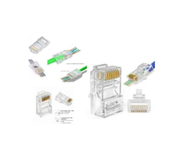 SplinkTech CAT-6 UTP EZ Connector RJ45 Plug 100 pcs Packet Bag