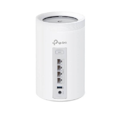 Back view of Deco BE65 Pro showing the dual 5 Gbps and single 2.5 Gbps high-speed ethernet ports.