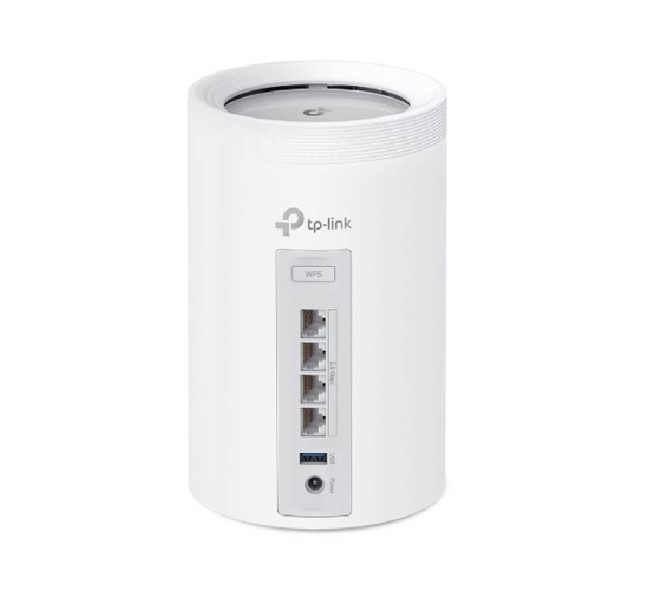Back view of Deco BE65 Pro showing the dual 5 Gbps and single 2.5 Gbps high-speed ethernet ports.