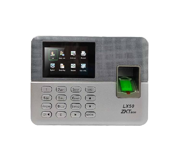 ZKTeco LX50 Fingerprint Time Attendance Device in Charcoal Black with 2.8 inch TFT screen display
