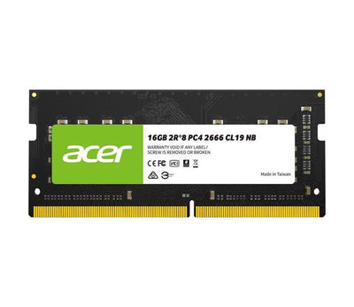 Acer 16GB DDR4 2666MHz SO-DIMM laptop memory module featuring the brand logo and specification label printed on a black circuit board
