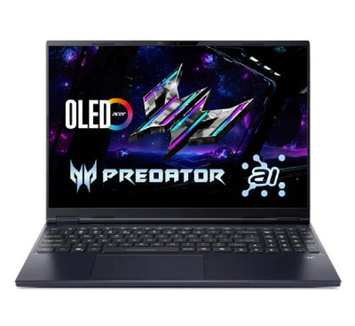 Acer Predator Helios Neo 16S AI gaming laptop in Abyssal Black front closed view.