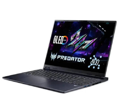 Acer Predator Helios Neo 16S open view highlighting its 240Hz OLED display and RGB backlit keyboard.
