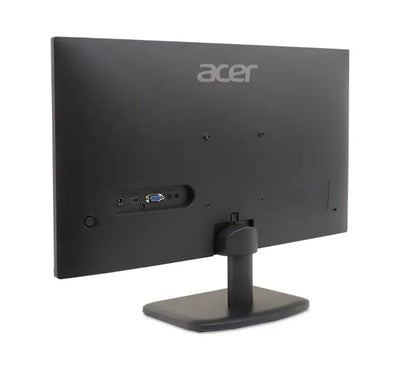 Side profile view of Acer EK221Q J0bi monitor showing the ergonomic tilt adjustment angle and its sleek, minimalist matte black stand.