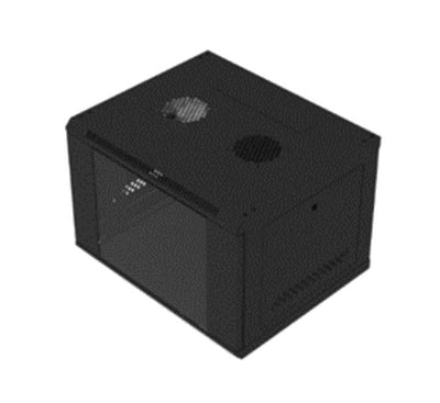 AG 6U server rack wall cabinet front view featuring a tempered glass door and lock.