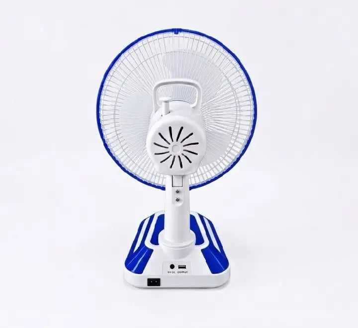 Alpha ALTF 124BT 12-inch rechargeable table fan in white front view