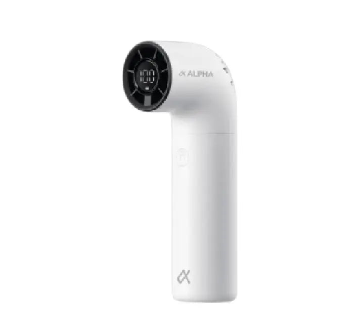 Alpha Handheld High-Speed Fan Aero ALPF02AE front view displaying smart LED indicator"