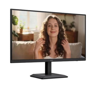Side angle view of the slim black AOC 22B40HM 120Hz monitor showing its adjustable tilt stand.