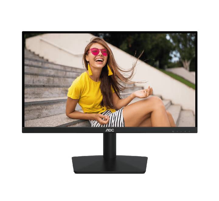 Front view of AOC 24B15H2 23.8-inch Full HD IPS monitor displaying a 3-sided frameless design on a desktop stand.