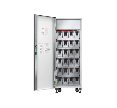 Side profile angle of the white APC Easy UPS 3S modular battery storage enclosure.
