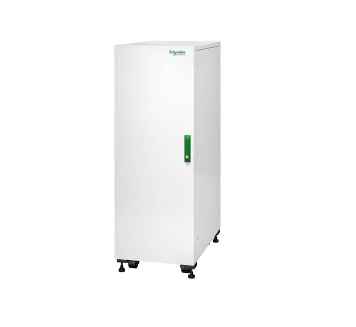 APC Easy UPS 3S empty modular battery cabinet E3SXR6 in white viewed from the front.