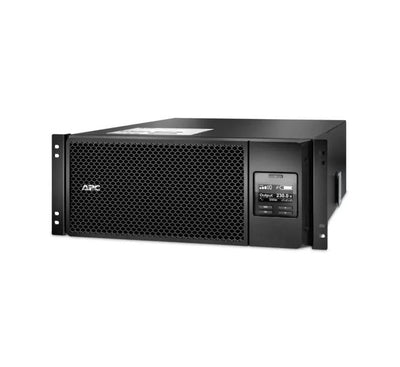 Rear view of the APC Smart-UPS SRT 6kVA displaying hard-wire connection blocks, IEC power outlets, and the pre-installed network card slot.