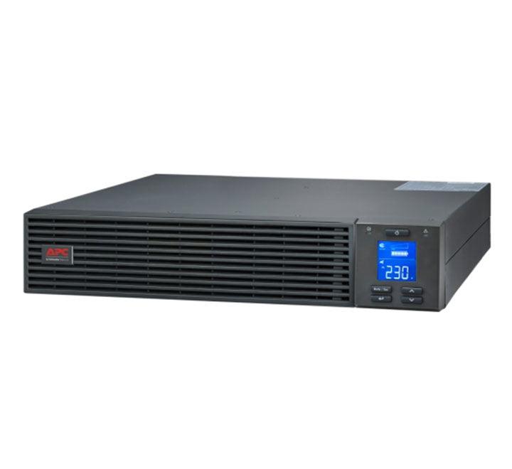 APC Easy UPS On-Line SRV1KRIRK 1000VA rackmount UPS showing its front control panel and LCD interface.