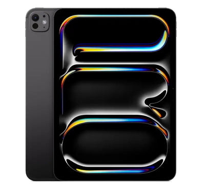Front and back view of the 13-inch Apple iPad Pro M5 in Space Black finish