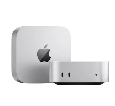 Top-down scale view highlighting the 5x5 inch compact aluminum design of the Apple Mac Mini M6 2026.
