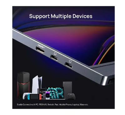 ARZOPA Z1FC 144Hz portable monitor connected to a gaming console via USB-C for dual screen gameplay