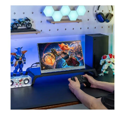 ARZOPA Z1FC 144Hz portable monitor connected to a gaming console via USB-C for dual screen gameplay