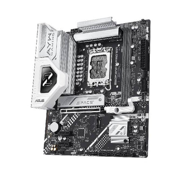 Rear I/O panel of the ASUS B860M AYW Gaming WiFi motherboard displaying ports and Wi-Fi antennas