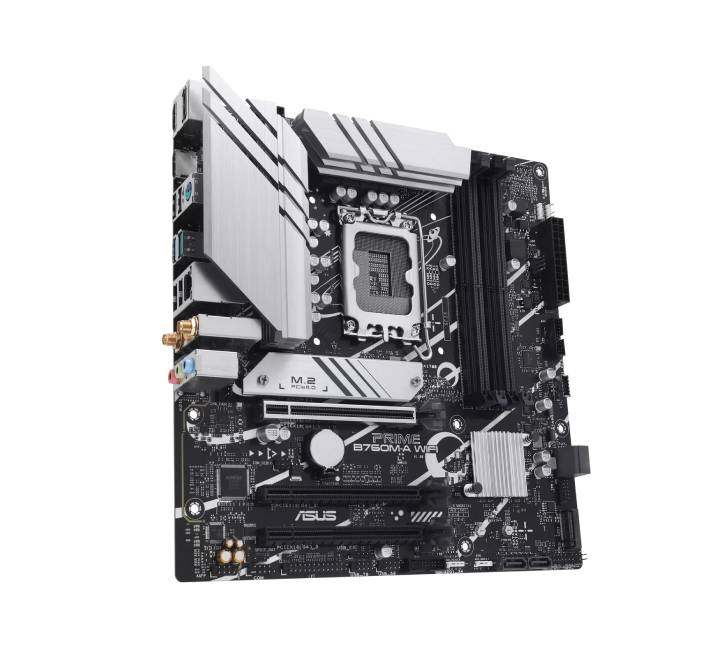 Rear I/O panel layout of the ASUS Prime B760M-A WiFi motherboard showing USB ports, display outputs, and Wi-Fi antennas