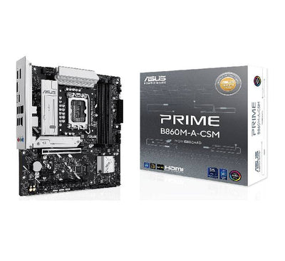 Rear input and output panel layout of the ASUS PRIME B860M-A-CSM board featuring 2.5Gb LAN, USB 20Gbps Type-C, dual DisplayPorts, and HDMI.