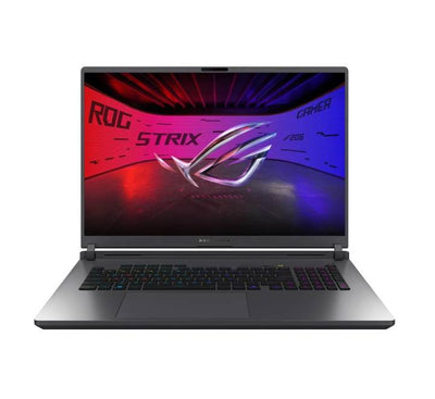 ASUS ROG Strix G16 G614LP gaming laptop top lid in Volt Green with ROG logo