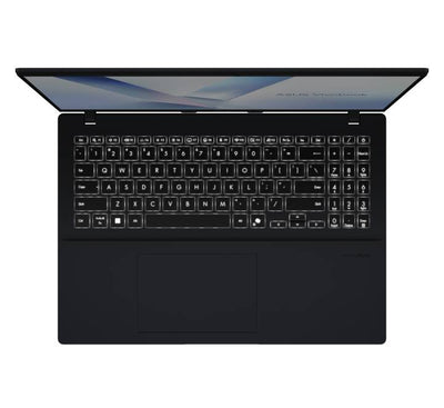 Side view profile of the slim ASUS Vivobook 16 showing USB-C, HDMI ports, and the 180-degree lay-flat hinge design.