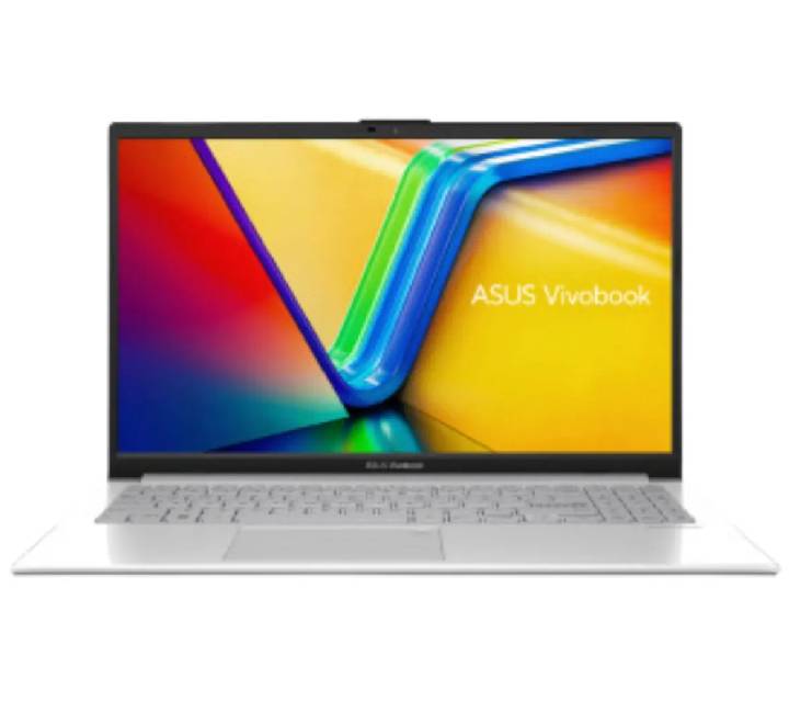 ASUS Vivobook Go 15 laptop in cool silver open at an angle showing keyboard and 15.6-inch display