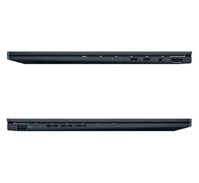 Top-down view of the ASUS Zenbook 14 OLED UX3405CA-BLUE532WA keyboard deck and trackpad, highlighted in premium Ponder Blue.