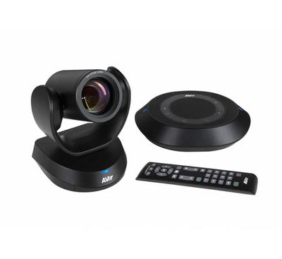 AVer VC520 Pro3 full video conferencing kit including PTZ camera, speakerphone, and cables.