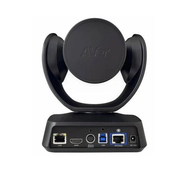 Detailed view of the AVer VC520 Pro3 rear interface showing HDMI out, USB 3.1, and LAN ports.