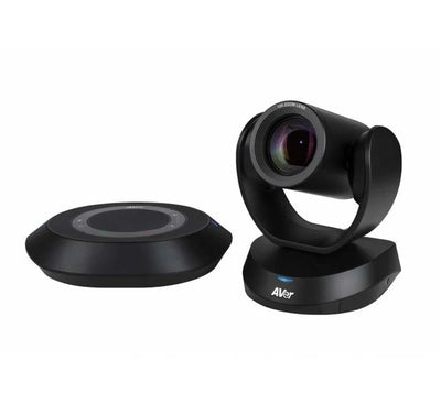 Close-up of the AVer VC520 Pro3 PTZ camera featuring 36X total zoom and Sony WDR sensor.