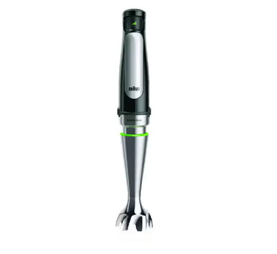 Close-up of Braun ActiveBlade technology showing the flexible stainless steel shaft for easier blending.