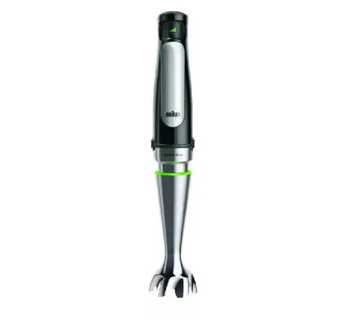 Close-up of Braun ActiveBlade technology showing the flexible stainless steel shaft for easier blending.