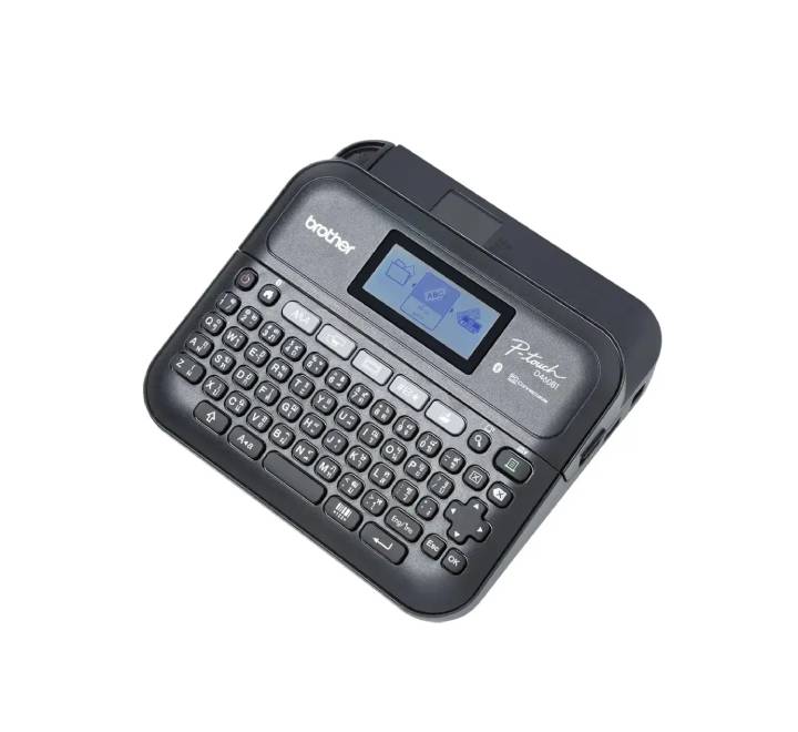 Brother PT-D460BT label printer printing custom workspace and asset labels wirelessly