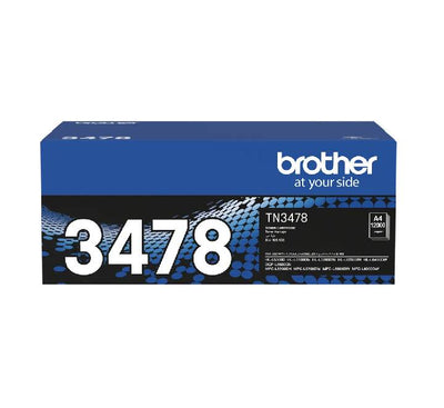 Genuine Brother TN-3478 Black Super High-Yield Toner Cartridge packaging and product view.