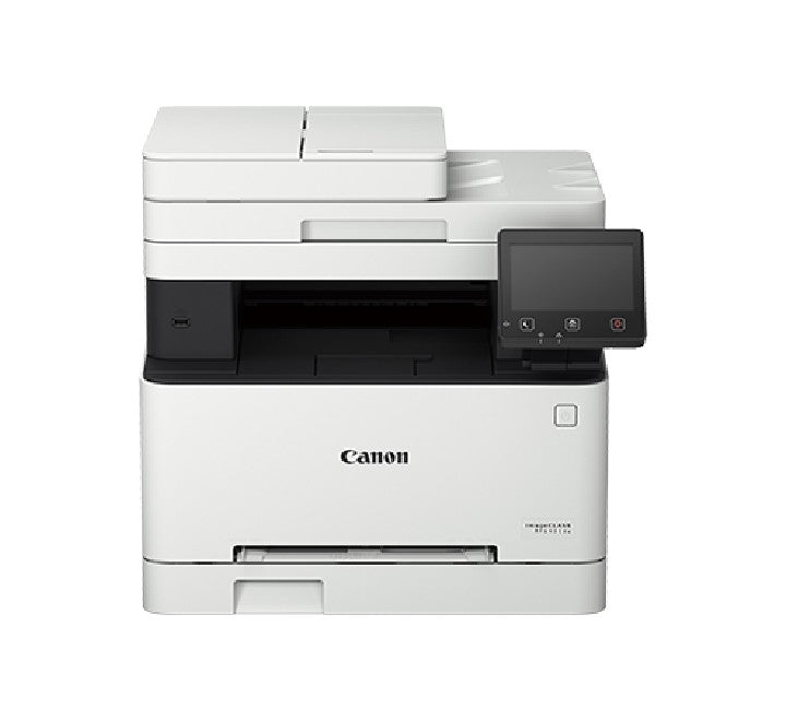 Canon imageCLASS MF643Cdw 3-in-1 color laser printer front view with touch display panel