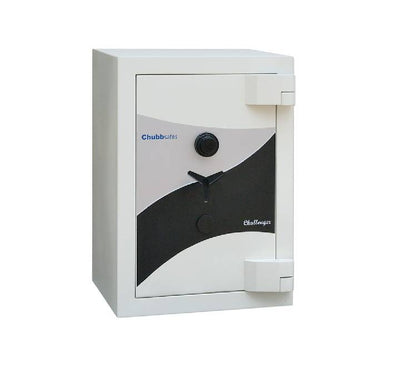Front view of the Chubbsafes Challenger security safe box displaying its professional finish and locking mechanism.