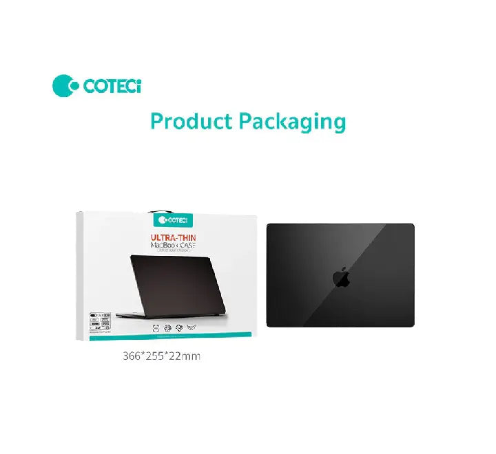 The bottom shell of the Coteci MacBook protective case, showing the heat dissipation cooling vents and non-slip rubberized feet.