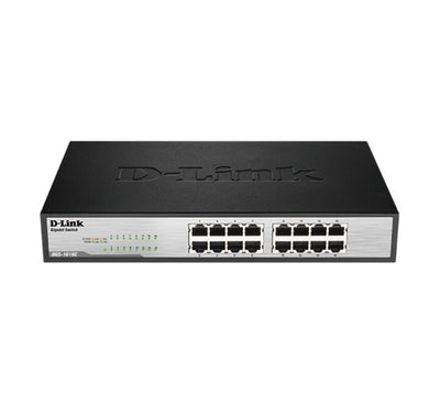 D-Link DGS-1016C 16-Port Gigabit Unmanaged Switch front panel with LED indicators.