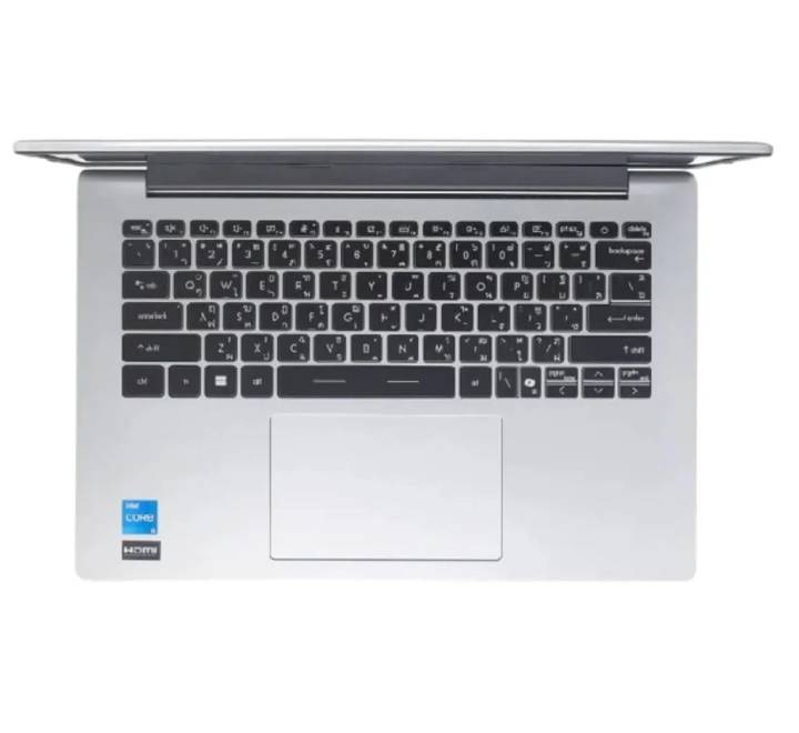 Open view of Dell 14 laptop showcasing the 14-inch WUXGA display and backlit keyboard.