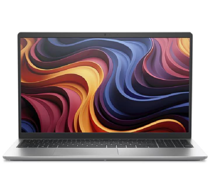 Front view of the Dell 15 Laptop DC15255 open, showcasing the 15.6-inch Full HD display and Platinum Silver chassis.