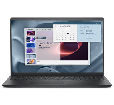 Dell Pro 15 Essential PV15250 15.6 inch business laptop in Carbon Black, showing the open Full HD 120Hz display and full-sized keyboard.