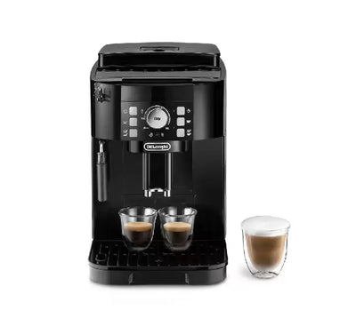De'Longhi Magnifica S ECAM 12.122.B fully automatic coffee machine in glossy black finish.