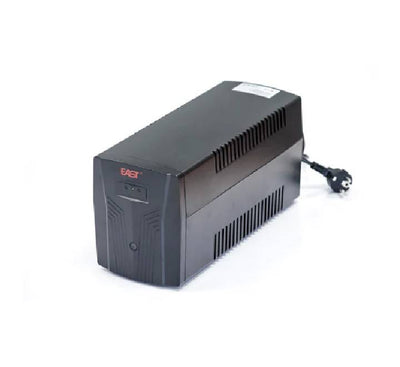 East UPS 650VA LED uninterruptible power supply front view showing power button and indicator lights